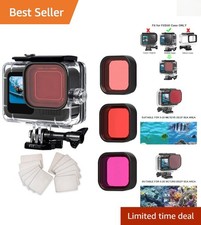 60M Waterproof Underwater Housing for GoPro 9-13 with 3 Filters   Clear Shots 