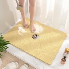 HITSLAM Shower Mat, 32 x 24 Inch Non Slip Bath 32" x 24" Rectangular , Beige