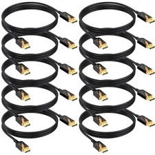 4K DisplayPort to HDMI Cables 10-Pack, 6FT DP to HDMI Cable Adapter Male to Male