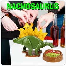 Original Nachosaurus Snack and Dip Set, Dinosaur Nacho Holder