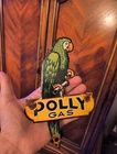 VINTAGE POLLY PARROT GASOLINE PORCELAIN METAL SIGN CAR GAS OIL AUTO MOTORCYCLE