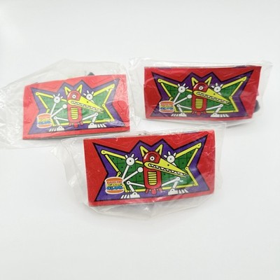 3 NOS Vintage 1994 Burger King Wind Up Dino Crawlers Toys - PINK
