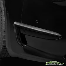 Fit 19-23 Model 3/Y Carbon Fiber 3K Front Fog Light Trim Cover Frame Blade Black