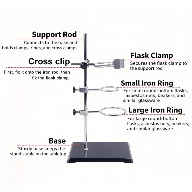 Stainless Steel Laboratory Stand with Flask Clamp for Chemistry ...