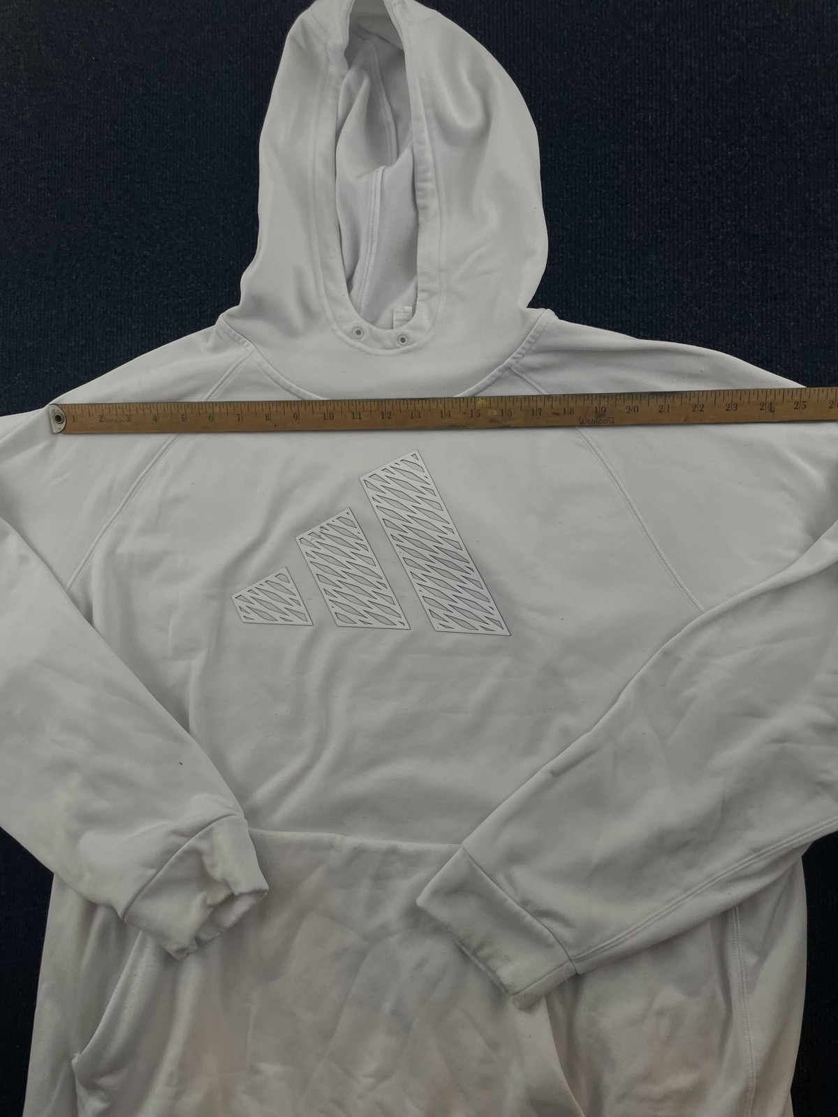 Adidas Hoodie Mens 2XL White Pullover Fleece Sweatshirt Training Graphic Logo image 2