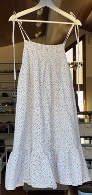 Ces Femme Floral Smocked Tie Strap Tiered Midi Dress Cottagecore Prairie Size S 