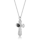 925 Sterling Silver Black Onyx Cross Pendant With White Topaz Accent Rare Gift — photo 2