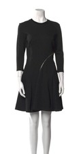 Alexander McQueen Charcoal Gray Jersey Fit and Flare Dress with Zipper Detail