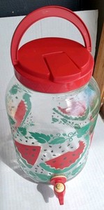 Vintage Sun Tea Jar With Watermelon/ Vines