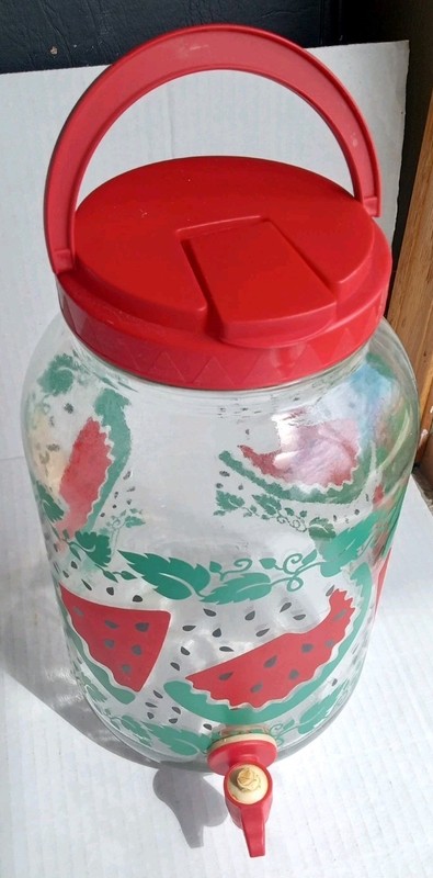 Vintage Sun Tea Jar With Watermelon/ Vines