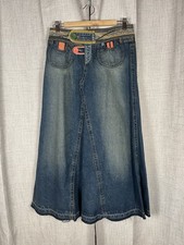 CAROL ANDERSON FOR CABI Denim Maxi Skirt Size 4 Patchwork Retro Hippy Cotton Y2K
