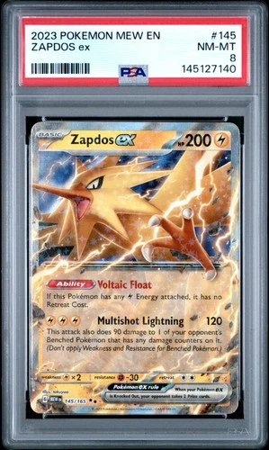2023 POKEMON MEW EN-151 #145 ZAPDOS EX PSA 8