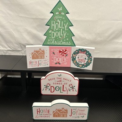 6 Wooden  Holly Dolly  Christmas Stand Up Blocks  Christmas Collection