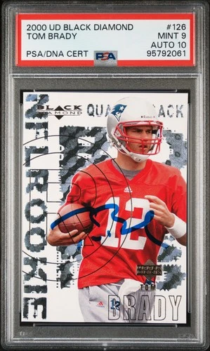 2000 UPPER DECK BLACK DIAMOND #126 TOM BRADY ROOKIE RC PSA 9 DNA AUTO 10