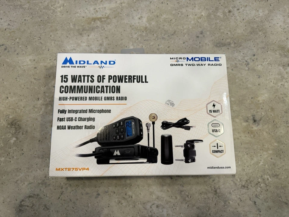 Radio walkie talkie de dos vías Midland Mtx275Vp4 negra nueva Foto 2 de 3