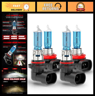 Upgraded 9005 H11 Halogen Headlight Bulbs for Dodge RAM 1500 2500 3500, 6000K Wh