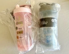 TWO Classic BlenderBottle Shaker Cups 28 Oz.  with Twistable Lids Pink & Grey