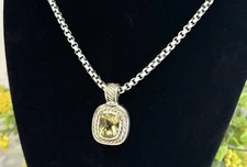 David Yurman Sterling Silver 14k YG Citrine Medium Albion Pendant Necklace 18” L