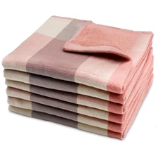 6 Pack 100% Cotton Washcloths, Dual-Sided Design (Terry + Gauze) Facecloths, ...