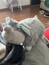 Pillow Pets Elephant Stuffed Animal Plush Toy, Gray/Light Blue, Medium, Washable