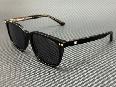 MONT BLANC MB0258SA 001 Black Grey Men's 55 mm Large Sunglasses