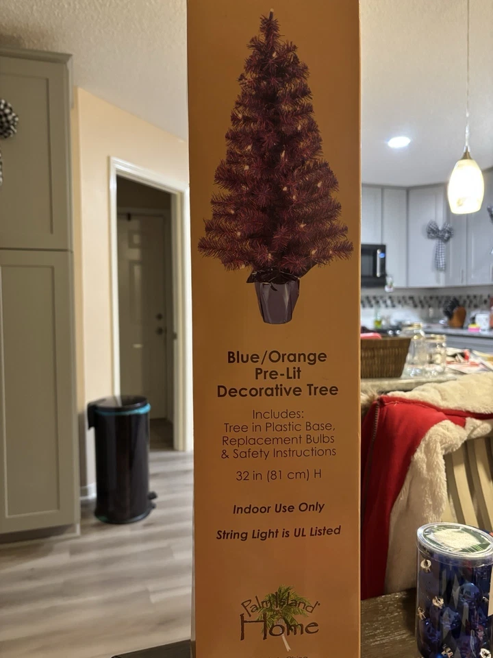 UF FLORIDA CAIMANES FÚTBOL NARANJA Y AZUL ÁRBOL DE NAVIDAD CON ADORNOS DE ÁRBOL Foto 2 de 3