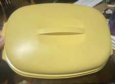 Tupperware Yellow White Microwave Steamer Three-Piece Set with Lid & Basket