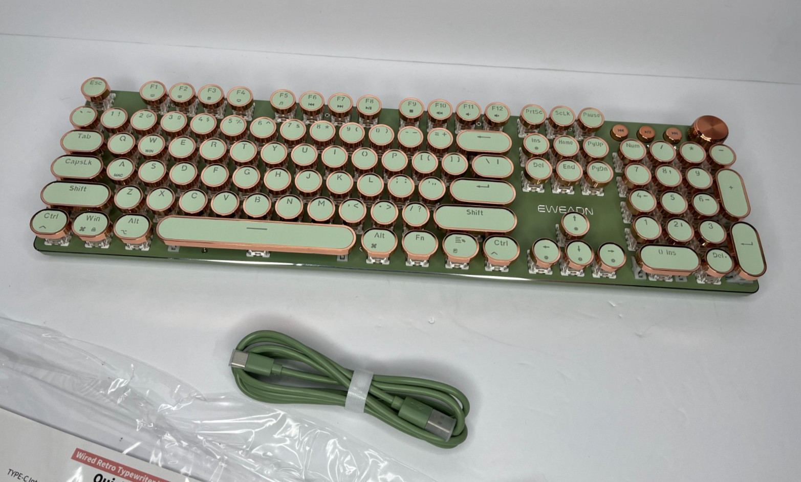 EWEADN V20 Punk Typewriter Mechanical Gaming Keyboard 104 Ke