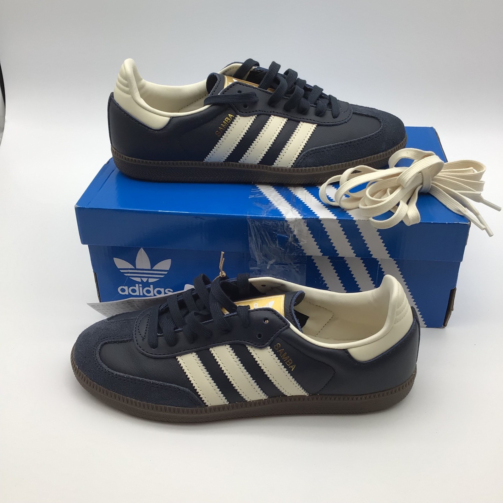 Adidas Samba OG Mens Shoes Night Navy Cream White ID2056 Sne