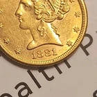1881 $5 Gold Half Eagle Liberty Head Philadelphia Reeded Edge Coin