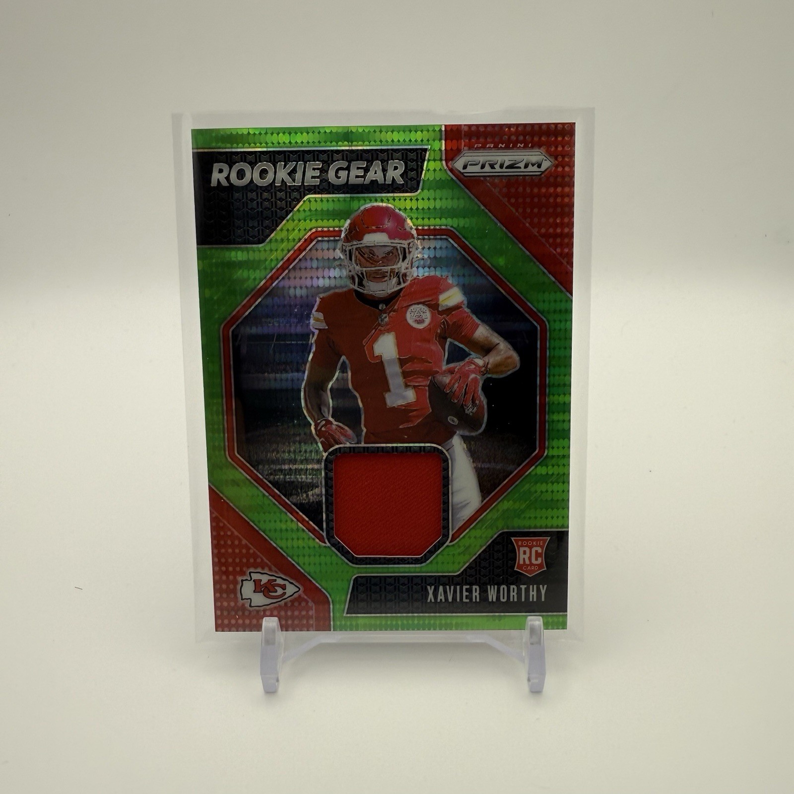 2024 Panini Prizm Rookie Gear Green Pulsar Prizm #RG-XWY Xavier Worthy (RC)
