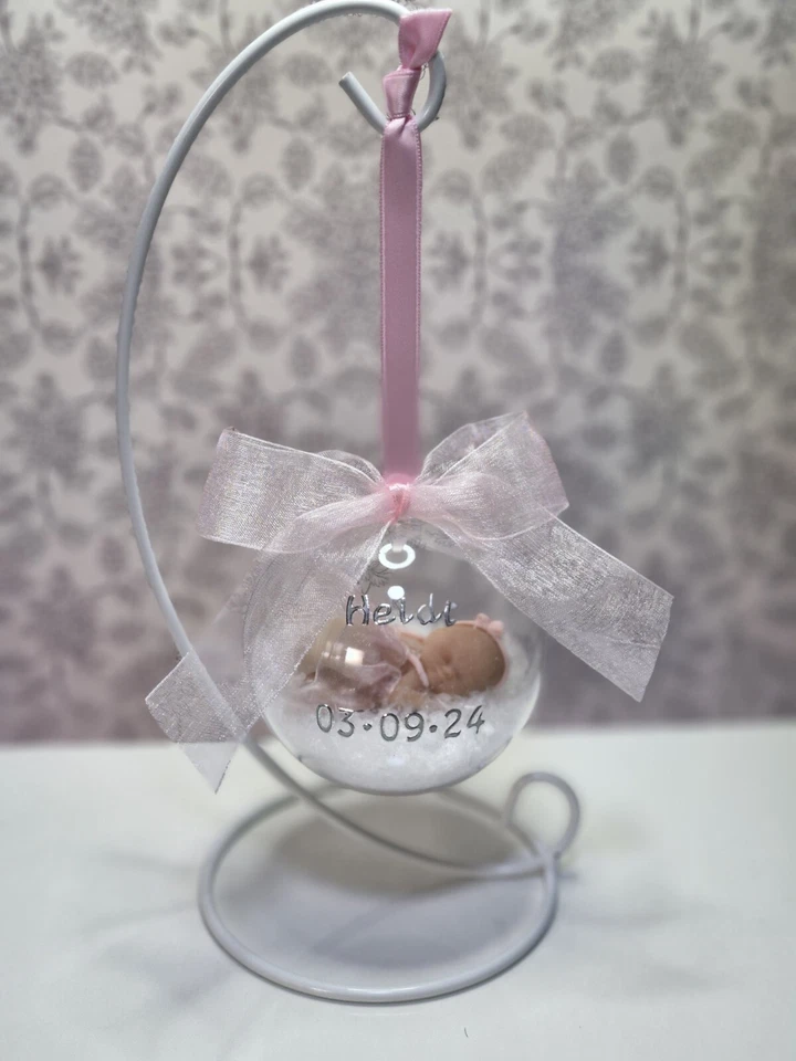 Personalised Christmas Baby Bauble Childs 1st Christmas Baby girl - Image 2 of 4