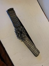 Vintage Style Silver Stretch Belt Huge Jeweled Scroll Buckle