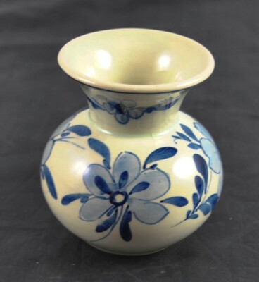 Vintage Delfts Delft Blauw Hand Paint Holland Pottery Blue White Vase 3 1/2'' Y40