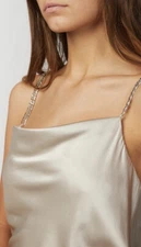 Cami NYC The Irina Silk Satin Chain Strap Camisole Dove Size L NWT $204
