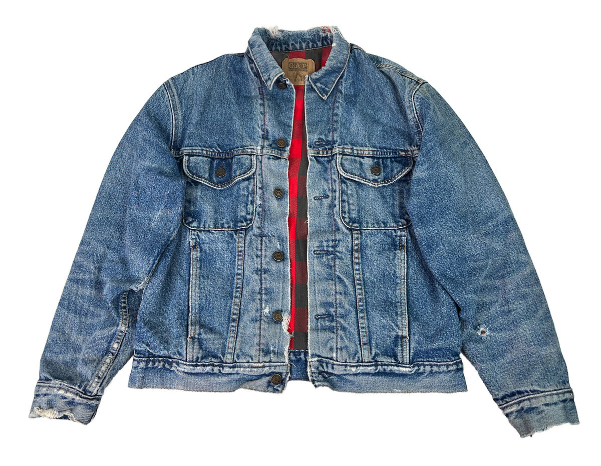 Vintage Gap Men's Buffalo Plaid Lined Denim Jacket Small Vintage Gap Men's Buffalo Plaid Lined Denim Jacket Small