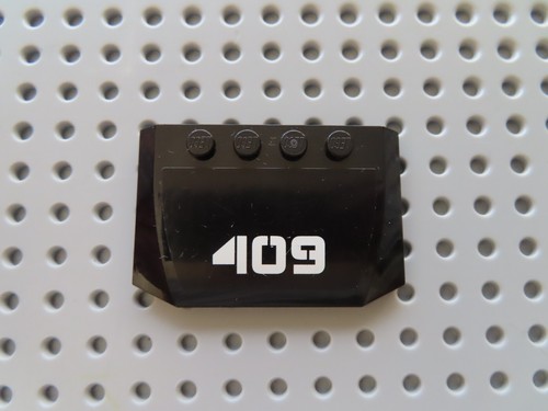 Lego 1 x Dach Motorhaube 52031pb084 schwarz 4x6x 2/3 Sticker 409  70815