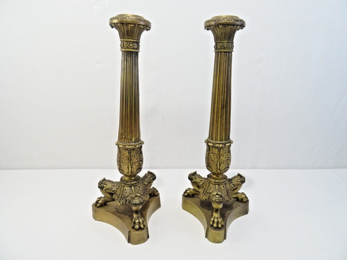 ALTES PAAR KERZENLEUCHTER KERZENSTÄNDER EMPIRE BRONZE CANDLESTICK LEUCHTER CANDELIERE - Bild 12 von 13