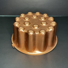 Vintage Copper Gelatin Mold Round Fluted 6.75 x 3" Retro Kitchen Decor