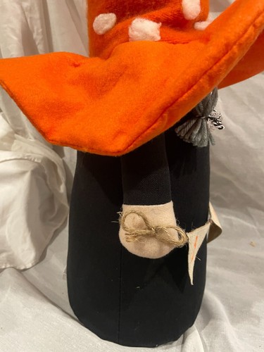 Nuevo MUDPIE Halloween Gnomo Bruja Fieltro Lienzo Decoración 30" x 8" Base Pesada - Imagen 4 de 6