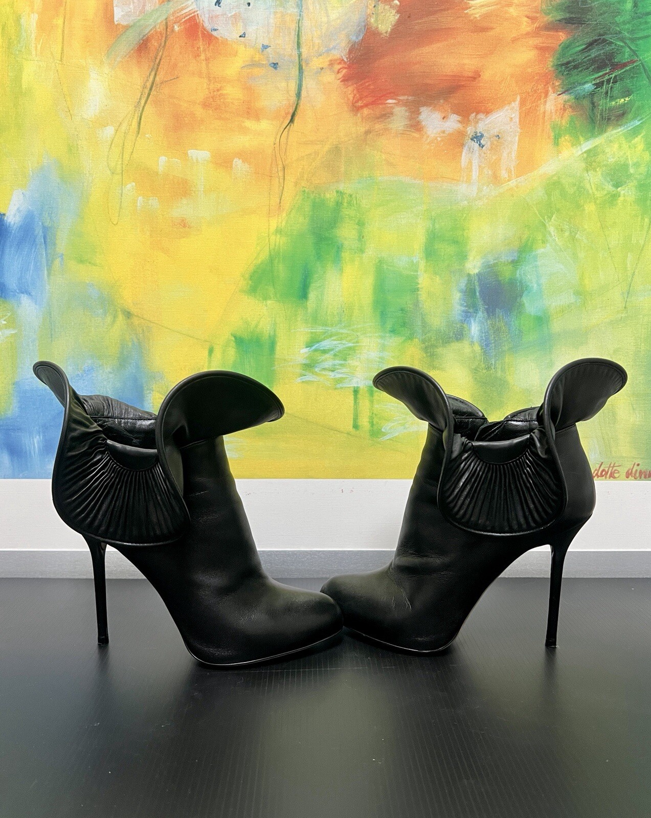 sergio rossi 本物クロコ　ハイヒール Vintage SERGIO ROSSI Rare2Find Y2K Black Leather Ruff… - Gem