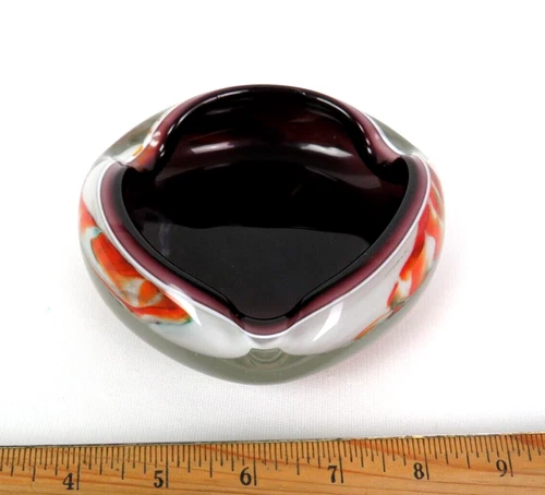 VTG 1960s MURANO ART GLASS ASHTRAY BOWL 5 1/2" DIAMETER ITALY 2 1/4" TALL