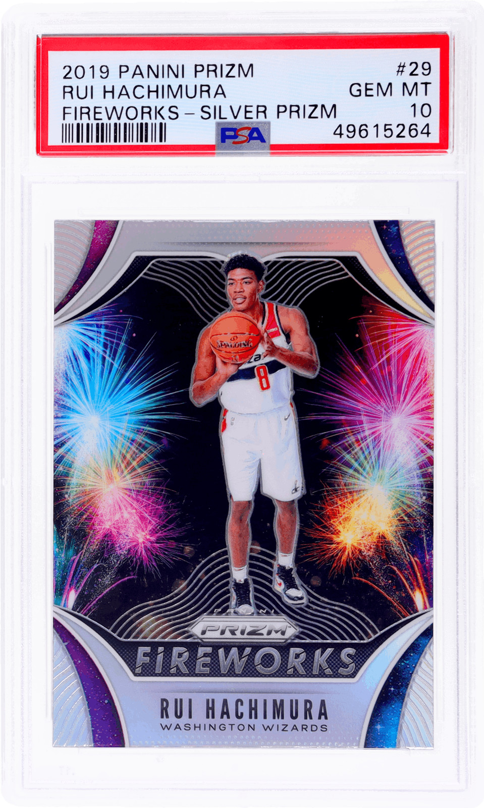 2019 Panini Prizm Rui Hachimura Fireworks Silver Prizm #29 PSA 10 Rookie RC