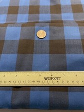 Blue  Black Plaid; Cotton Polyester Blend Fabric; BTY; New.