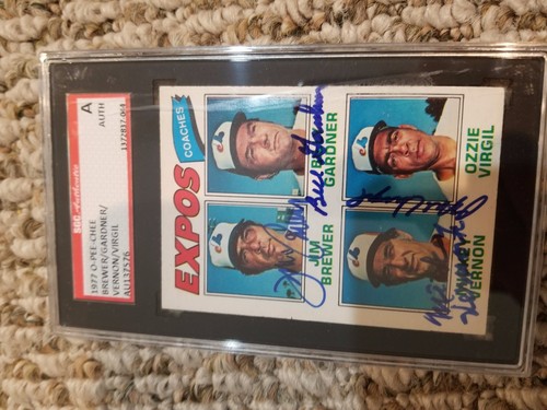 Autographed 1977 O-Pee-Chee Brewer / Gardner / Vernon / Virgil #198 SGC Slabbed