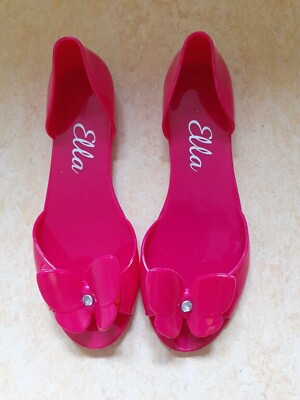 Pink Plastic Ela Shoes Sise 38 With Buterfly And Dimonte Bead