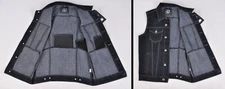 Mens Stretch Denim Jacket Vest Motorcycle phone pockets DL-67938