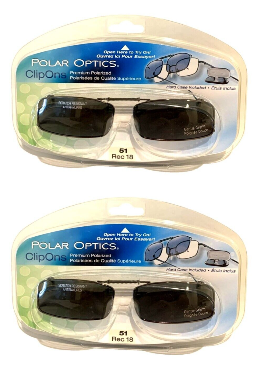 Polar Optics 51 Rec 18 Black Full-Frame Clip Ons Sunglasses W