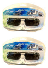 2 Polar Optics 51 Rec 18 Black Full-Frame Clip Ons Sunglasses W. Case