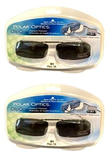 2 Polar Optics 51 Rec 18 Black Full-Frame Clip Ons Sunglasses W. Case
